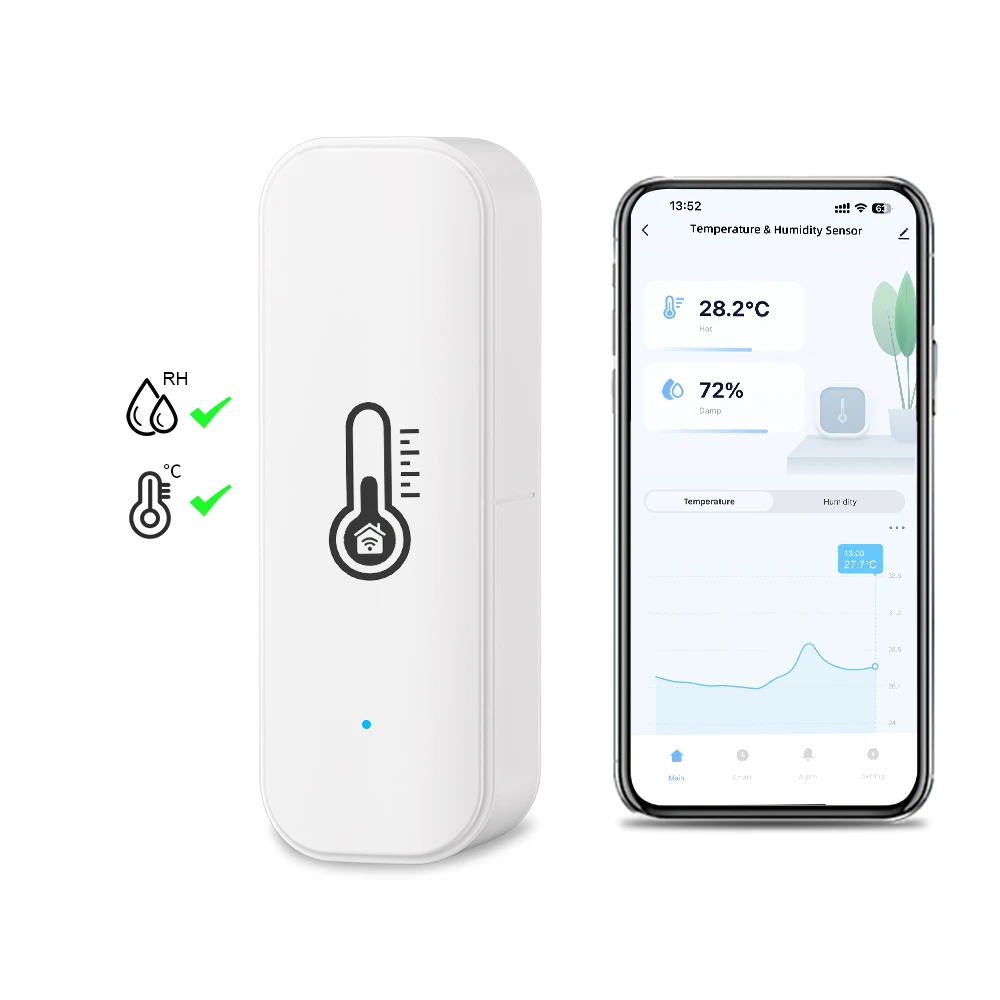 Tuya WiFi Temperature and Humidity Sensor Indoor Humidity Sensor Smart Life APP Monitoring For Alexa Google Home Voice