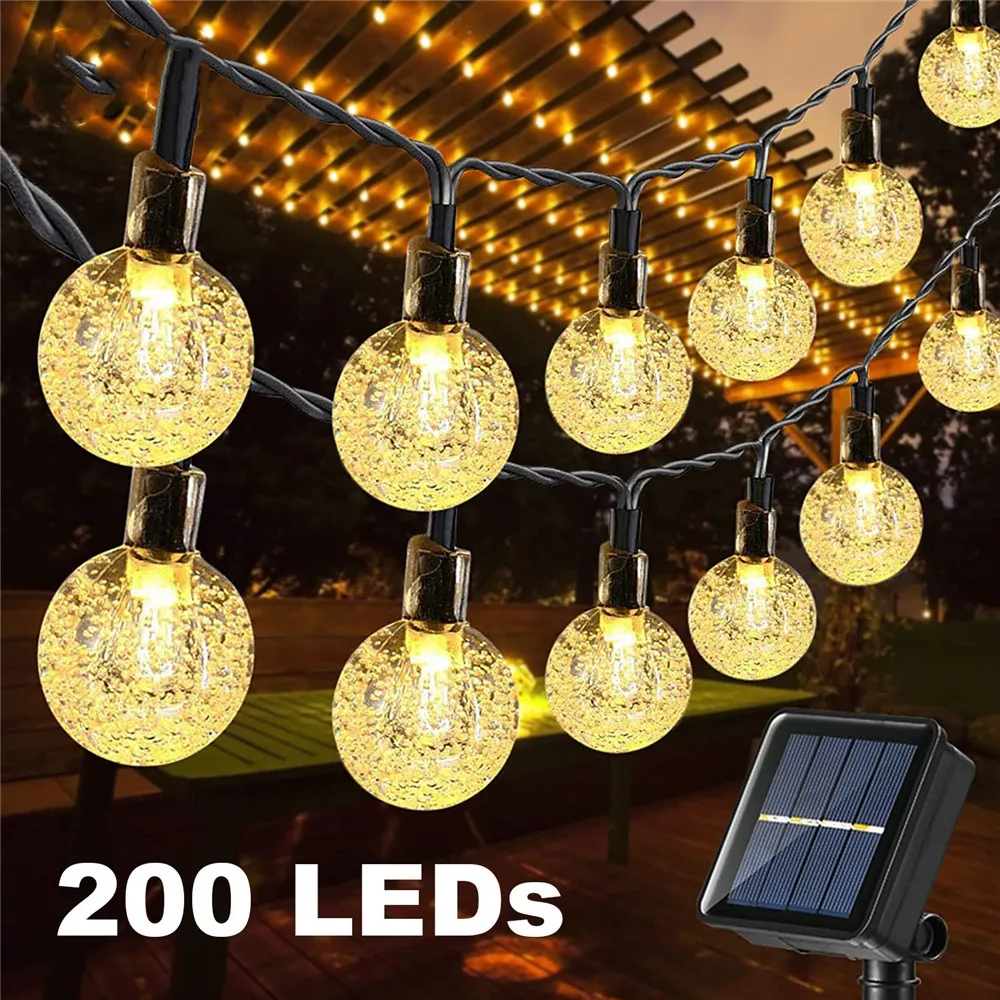 

8 Modes Solar Light Crystal ball 5M/7M/12M/22M LED String Lights Fairy Lights Garlands For Christmas Party Outdoor Decoration