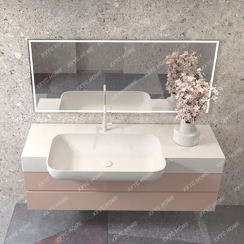 Small Apartment Narrow Edge Embedded Front Convex Half Throw Hand Washing Washbasin Cabinet Bathroom Bathroom Cabinet