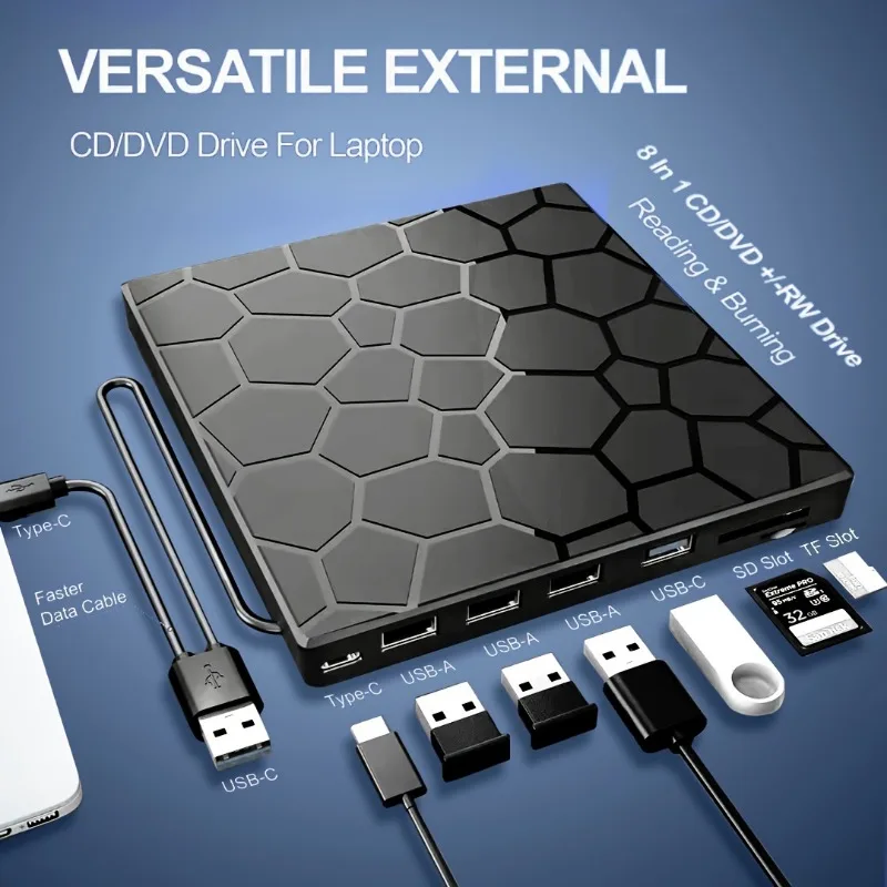 Usb7-in-1 Multi-function Optical Drive Desktop Computer External Dvd Burner Notebook Universal Optical Drive Box Extension Dock