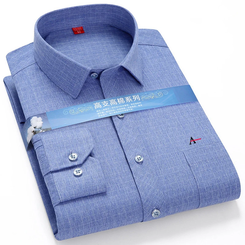 2021 new camisa men's bamboo fiber plaid shirt casual long sleeve business reserva men's formal shirt fashion pocket