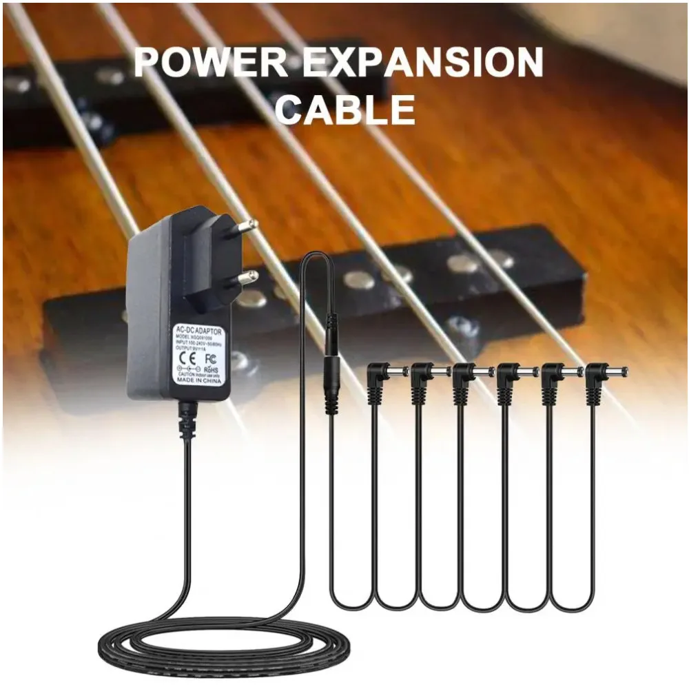 

6-in-1 Topology Cable Effects Power Adapter Solid Guitar 9V DC 1A Guitar Pedal Power Supply Adapter Electric Guitar