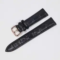 Premium Genuine Leather Watchbands with Steel Pin Buckle - High-Quality Wrist Strap Bracelet for 24mm (Black Rose gold)