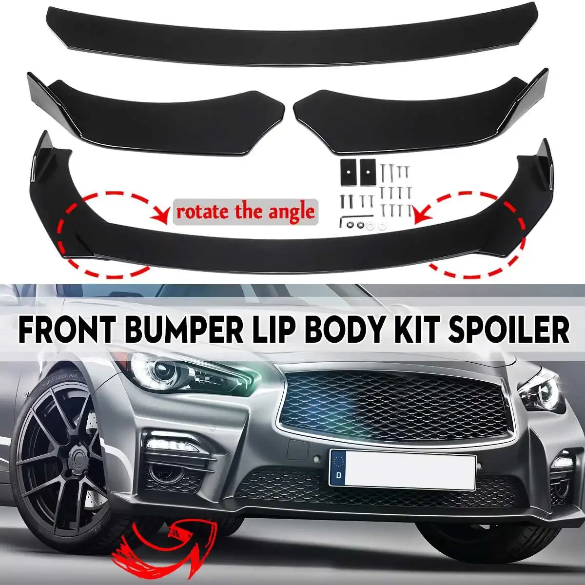 Universal 3x Car Front Bumper Splitter Lip For BMW For Benz For Audi For VW For Subaru Spoiler Diffuser Guard Cover Body Kit 1