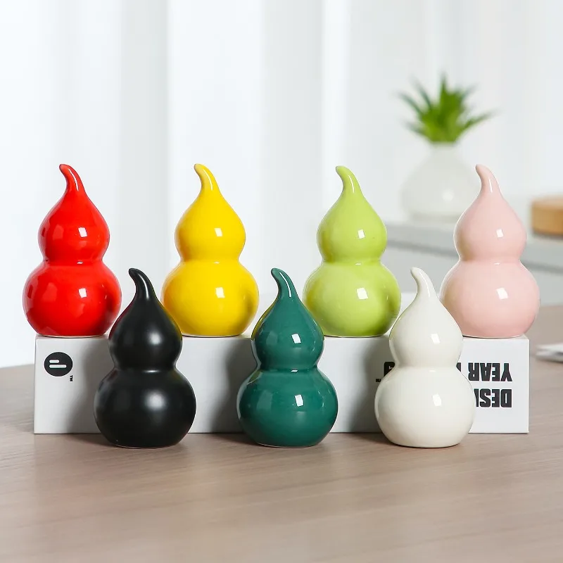 시누아제리 작은 조롱박 차 장식품 다도 소품 창의적인 세라믹 펜던트 장식품 장..