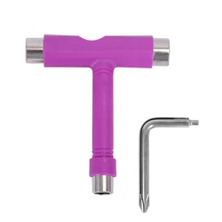 Professional T-Shape Skateboard and Longboard Multi-Tool Wrench (PURPLE)