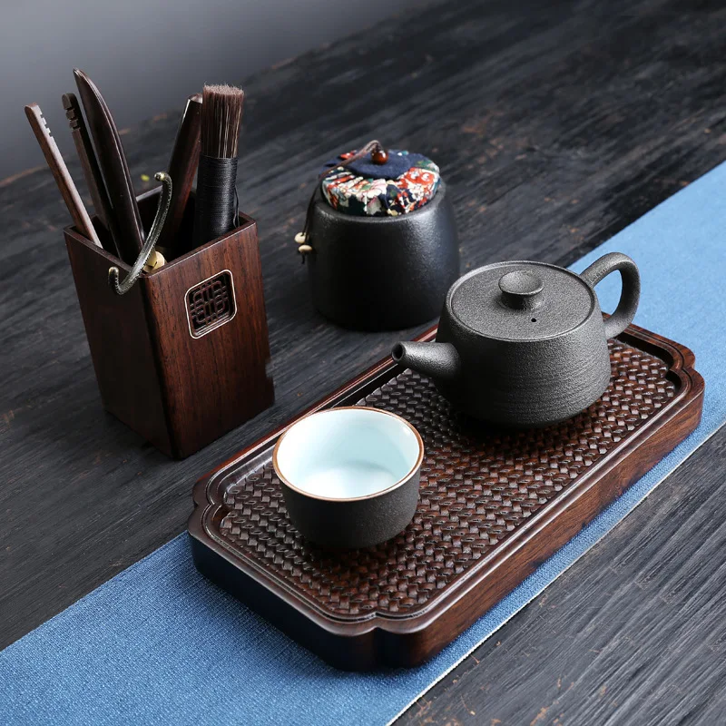 

Wooden Decorative Tea Tray Vintage Storage Reservoir Gong Fu Tea Tray Chinese Services Taca Drewniana Kitchen Accessories OB50CP