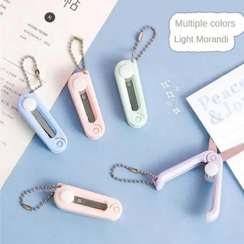 Tailor Scissors Portable Mini Tailor's Scissors Creative Retractable Folding Scissors Morandi Color Safe Multifunctional Paper-Cutting
