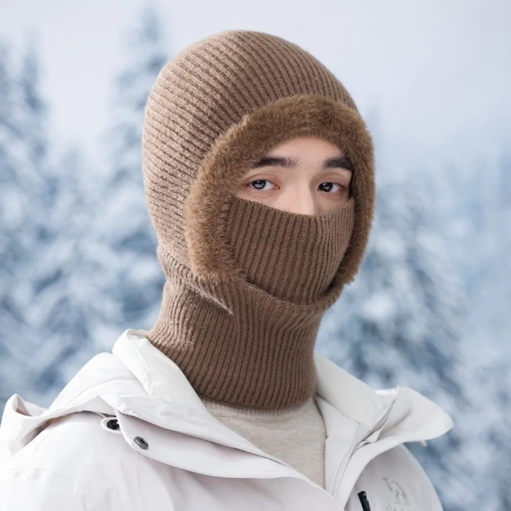 New Windproof Pullover Hat Keep Warm Velvet Lined Face Mask Cold Proof Cycling Hats Women/Men