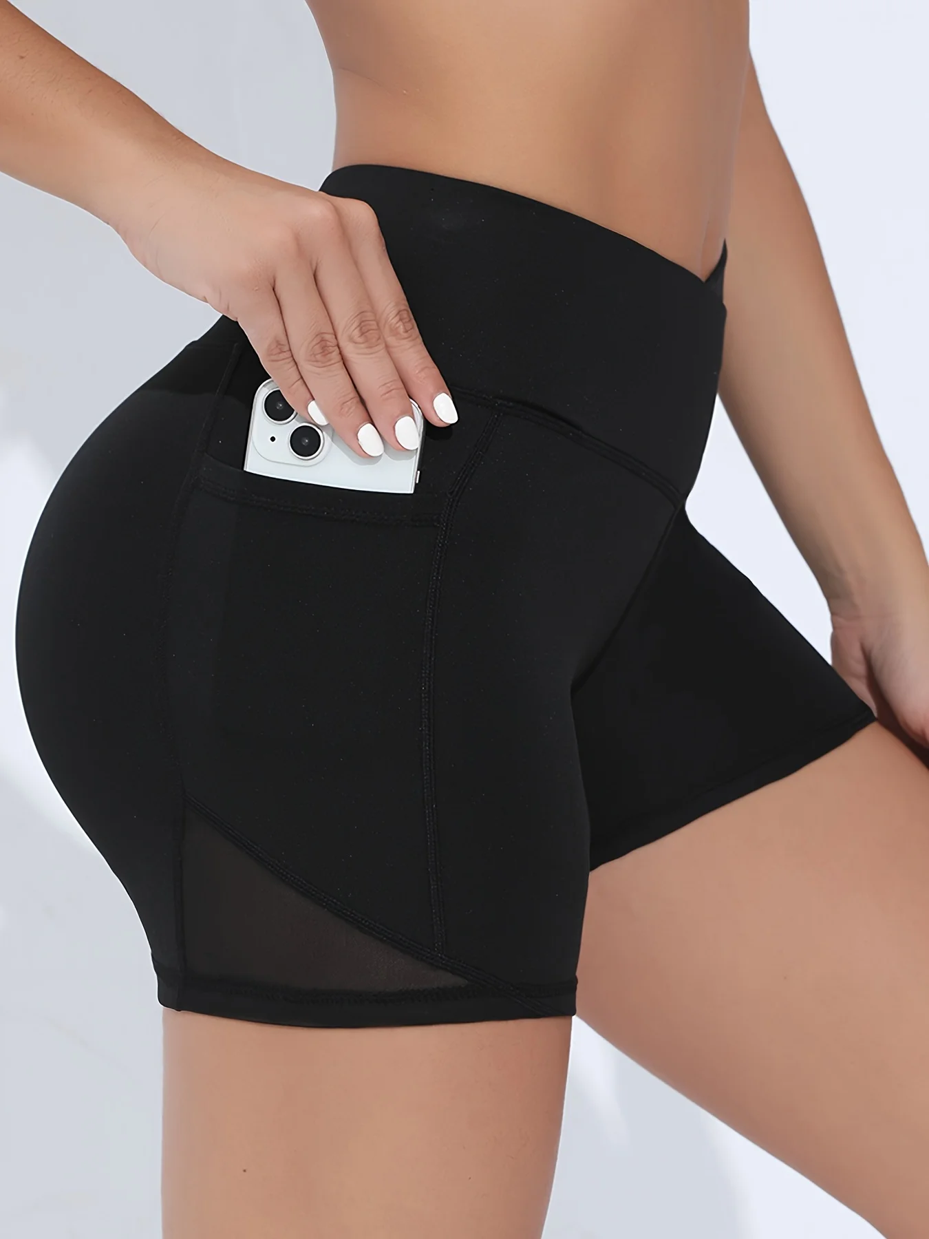 Sports Shorts Running Shorts Yoga Shorts Workout Shorts Women Cross High Waist with Pockets Tummy Tuck Exercise Tight