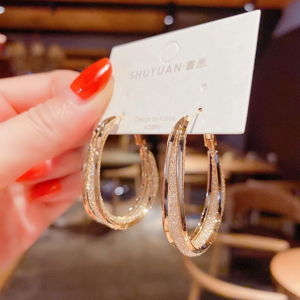 Exquisitos pendientes de aro de Metal esmerilado para mujer, joyería clásica Simple para boda, regalos de de fiesta - AliExpress