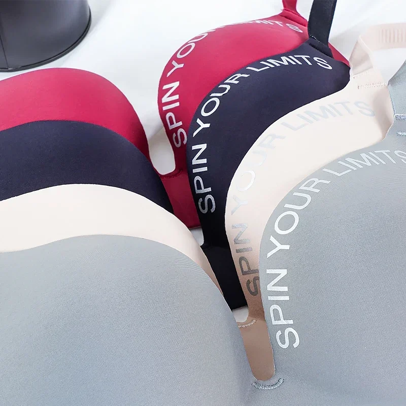 Women Seamless Bra Sexy Push Up Bralette Underwear Wireless Female Lingerie Fashion Letter Pattern Bras Three Quarters(3/4 Cup) 5