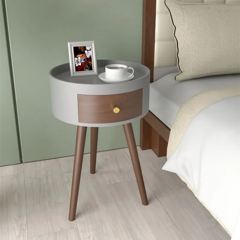 Round Narrow Bedside Table for Living Room Modern Simple Nordic Light Luxury Small Hotel Homestay Coffee Tables