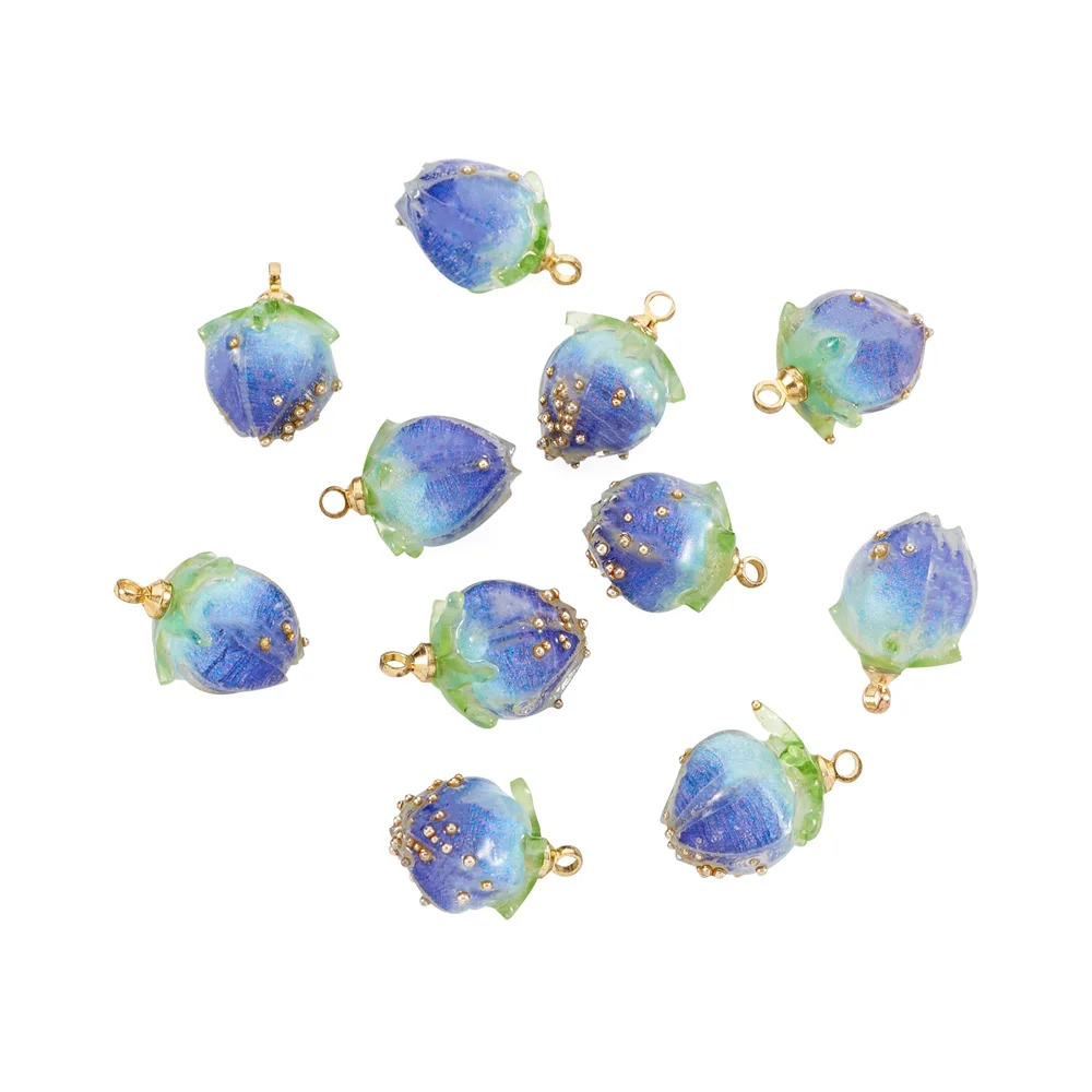 20pcs Bud Flower Pendants Handmade Natural Flower Dried Flower Pendants for jewelry making DIY bracelet necklace earring decor