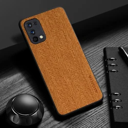 Elegant Leather Wood Grain Design Case - Simple, Lightweight, Durable Protection for Realme 7 5G (Orange)