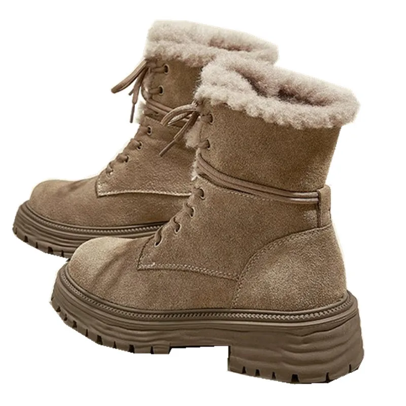 NEW Plush Women's Winter Snow Boots Fur Warm Woman's Short Ankle Boots Comfortable Cuffed Casual Square Heel Thick Sole Fluffy