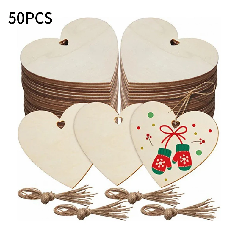 

Искусственные деревянные украшения в форме сердца, 50 шт., деревянные кусочки сердца для свадьбы, дня рождения, Рождества, ручная работа, строительные принадлежности