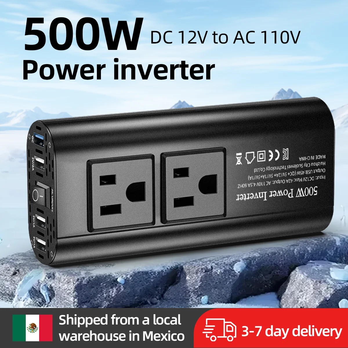TATALIKEN 500W 1500W Inversor 12V para 110V para Starlink Mini Accesorios con Conexión de Encendedor