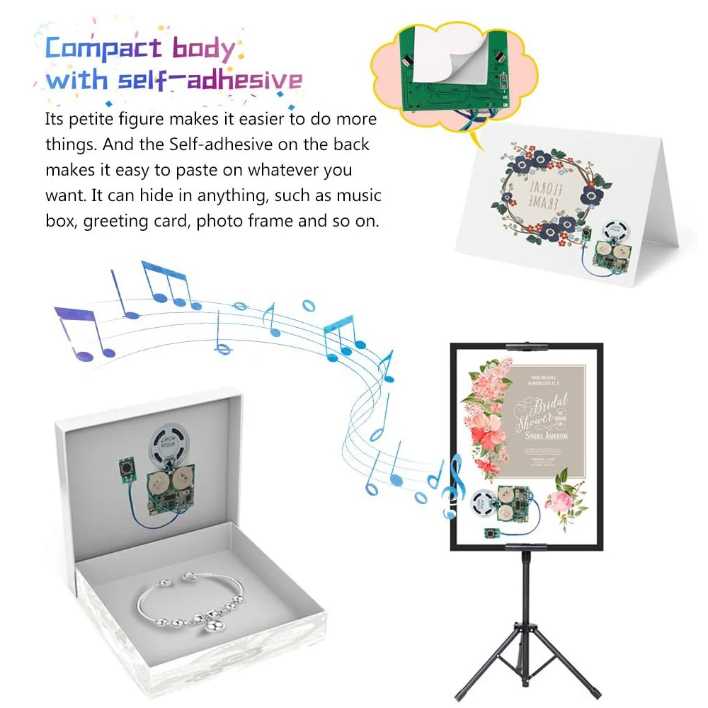 Sound Recordable Module DIY Audio Music Voice Player Button Controlled Board 8M USB Sound Chip with Speaker Greeting Card