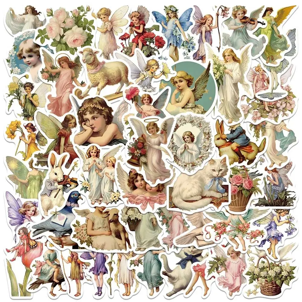 

10/30/50PCS Fairy Tale Oil Painting Elf Art Cartoon Vintage Sticker Decorate Album Diary Scrapbook Laptop Waterproof Stickers