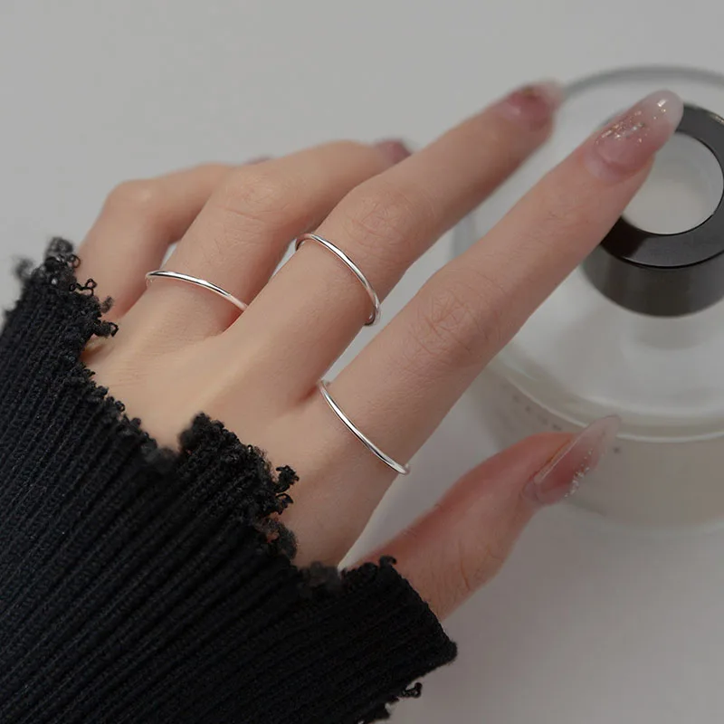Silver Rings Silver Ring 925 Sterling Silver Line Round Adjustable Ring For Fashion Women Classic Fine Jewelry Minimalist Accessories Gift