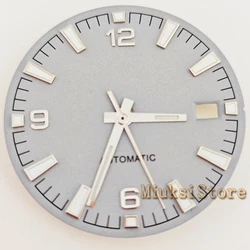 Black and White Watch Dial with Green Luminous Markers, 31mm (Light gray silver)