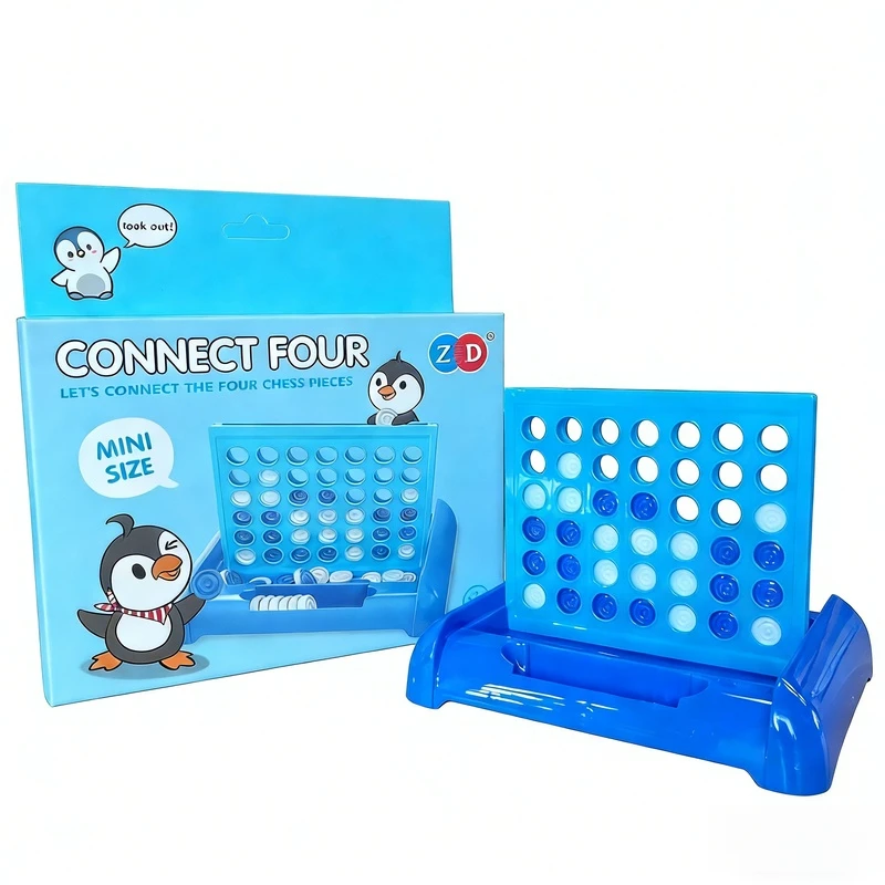 Connect 4 Game - Classic Strategy Board Game for 2 Players, Portable Blue & White Edition with Carry Case, Fun Family Games