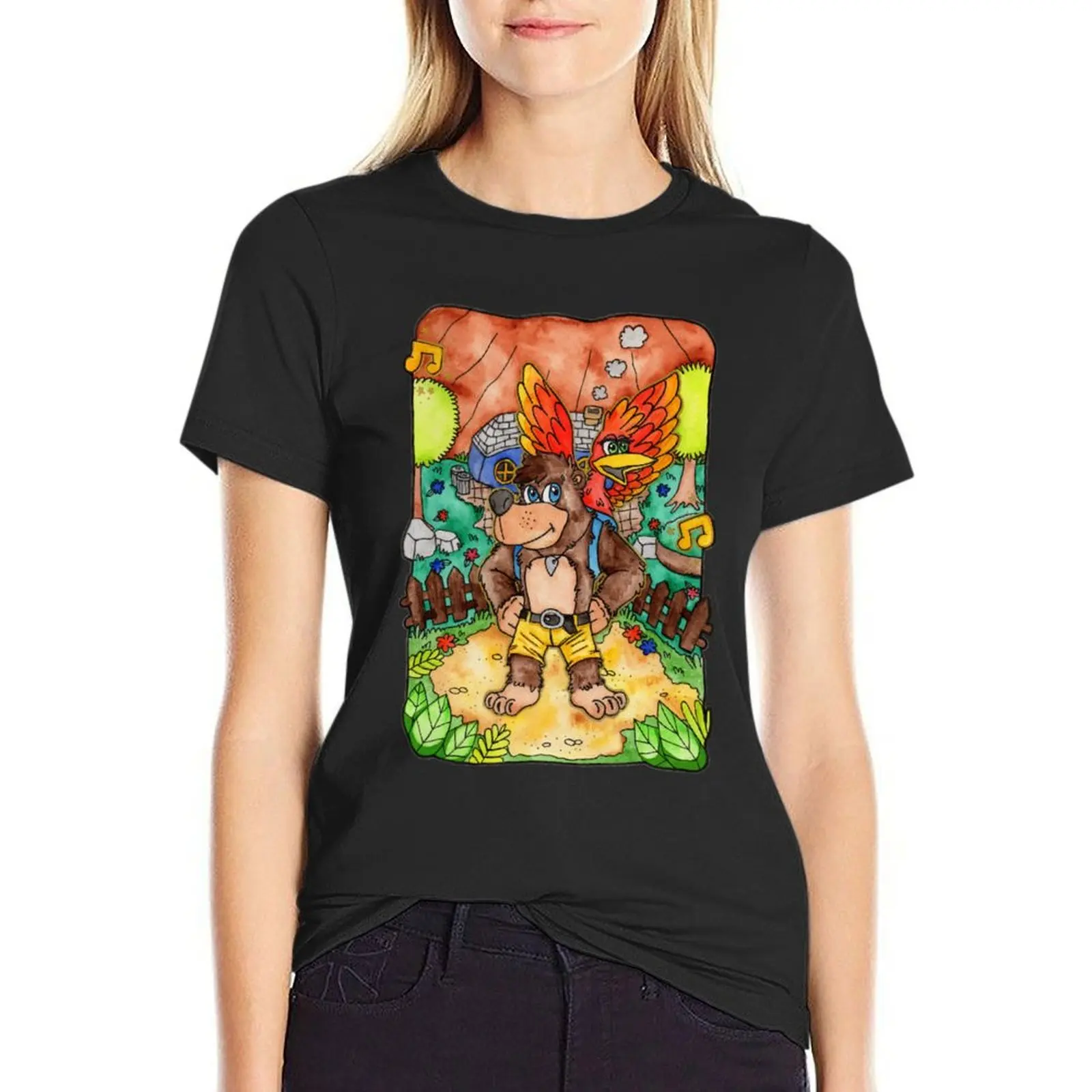 

Retro Game T-Shirt Blouse korean fashion Female clothing summer top designer clothes Women luxury