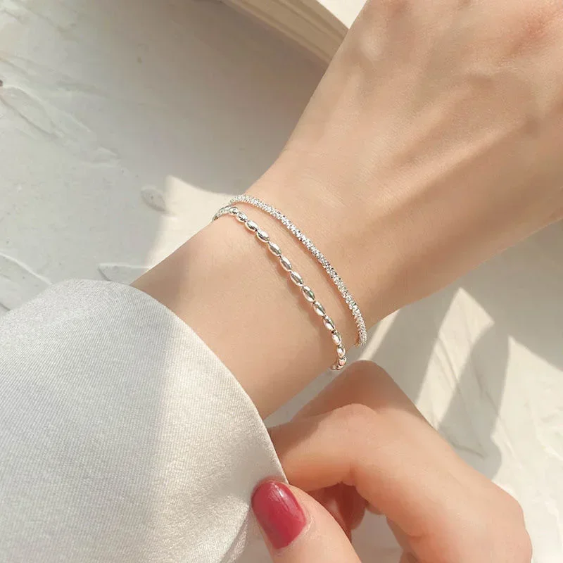 New Fashion Silver Colour Double Layer Bracelet Sparkling Exquisite Simple Women Bracelet Fine Jewelry Accessories - Image 5