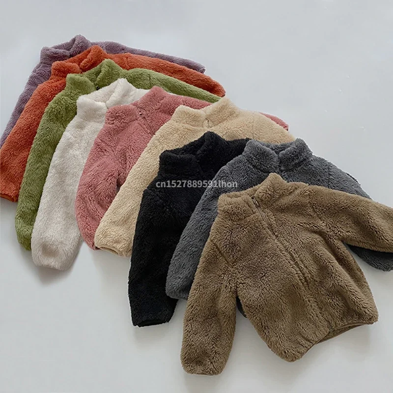 Jaqueta infantil de lã quente, casacos de inverno infantis, outerwear para meninos e meninas, roupas de bebê, outono, novo, 2024