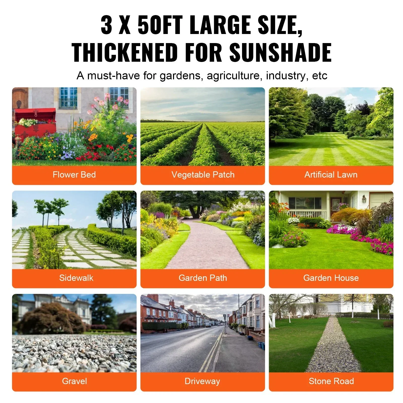 3FTx50FT Premium Heavy Duty Weed Barrier Landscape Fabric, 3.2OZ Woven Geotextile Fabric Under Gravel, High Permeability