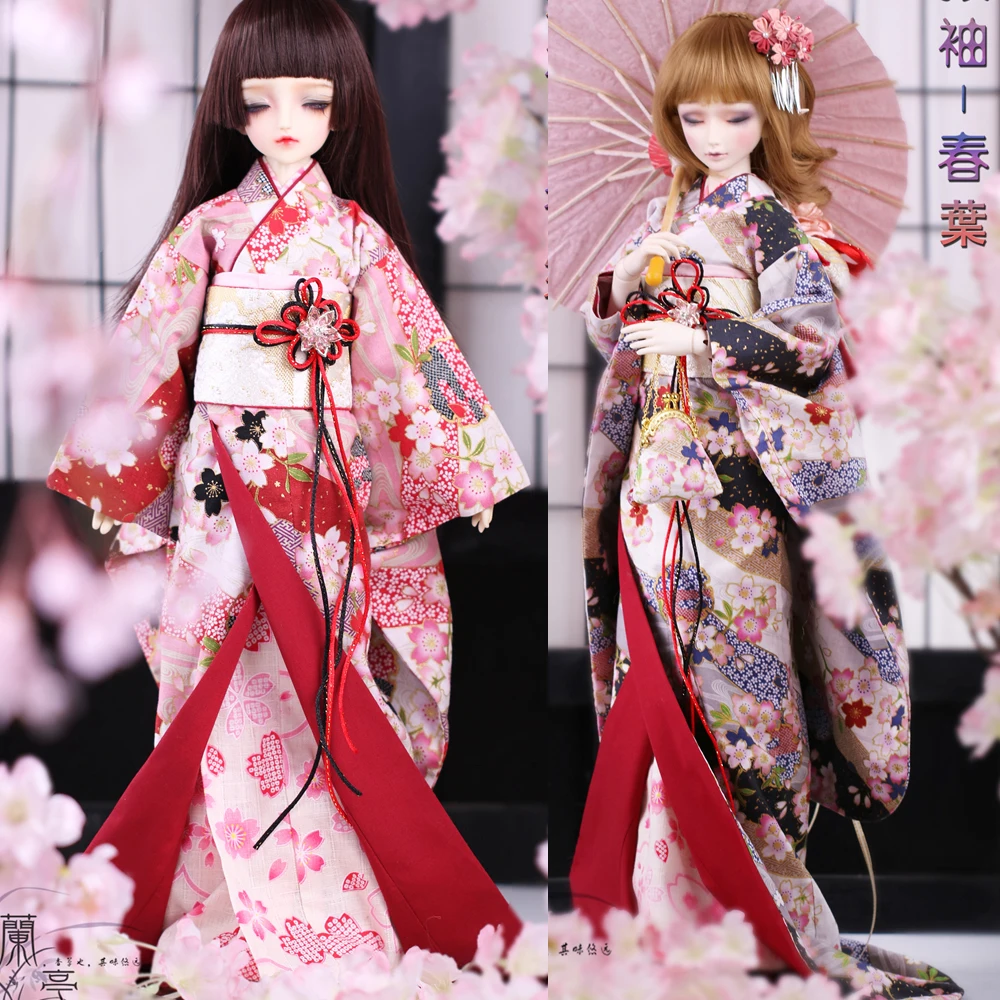 

Delicate BJD doll clothes 1/6 1/4 1/3 pink Sakura Japanese style kimono DD MSD YOSD wedding yukata POPO68 Uncle ID75 accessories