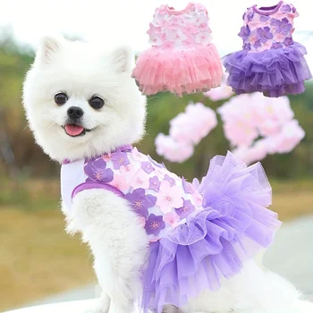 Floral Princess Dog Dress – Soft, Breathable Outfit for Small & Medium Dogs 1