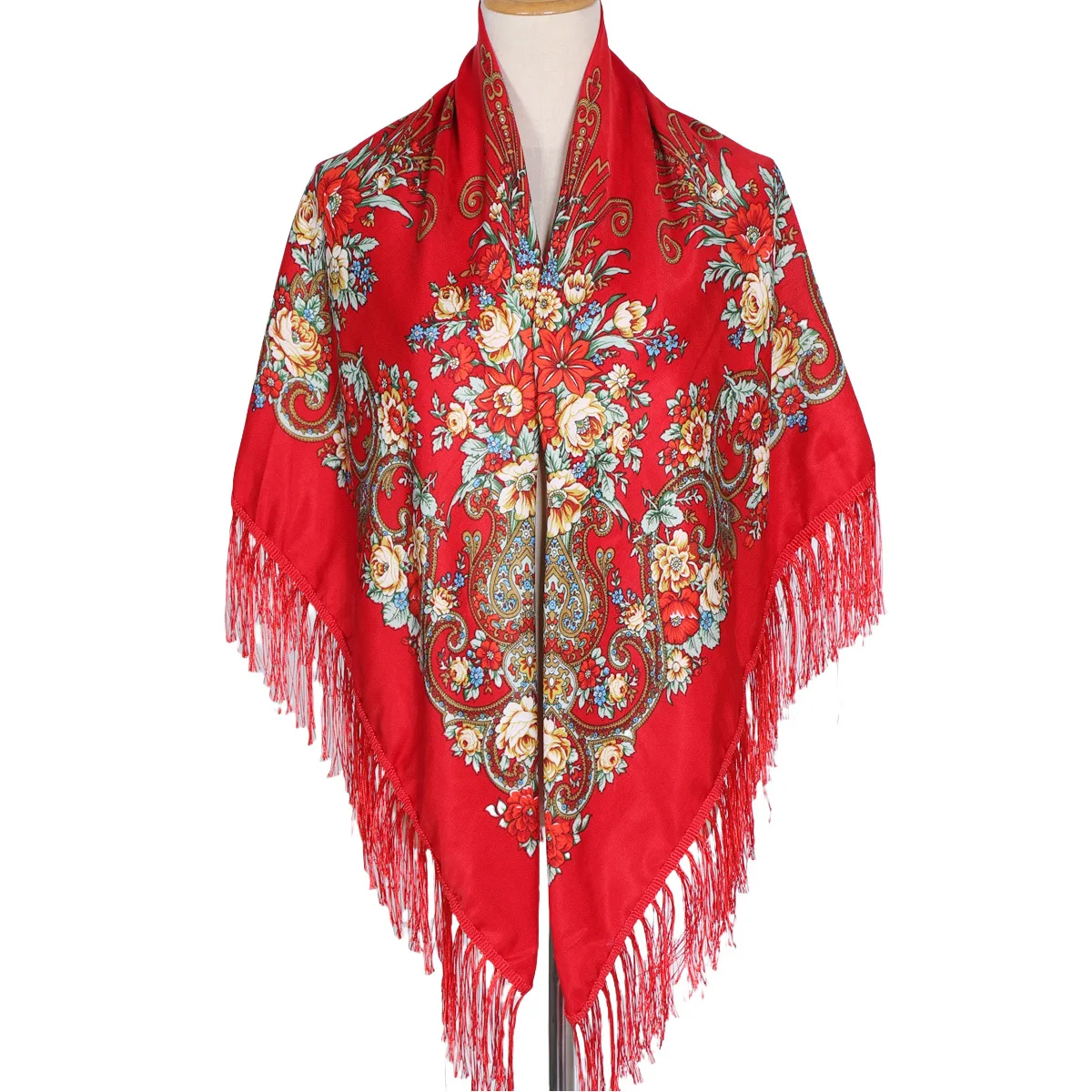 Luxurious Women's Floral Print Fringe Shawl Scarf
