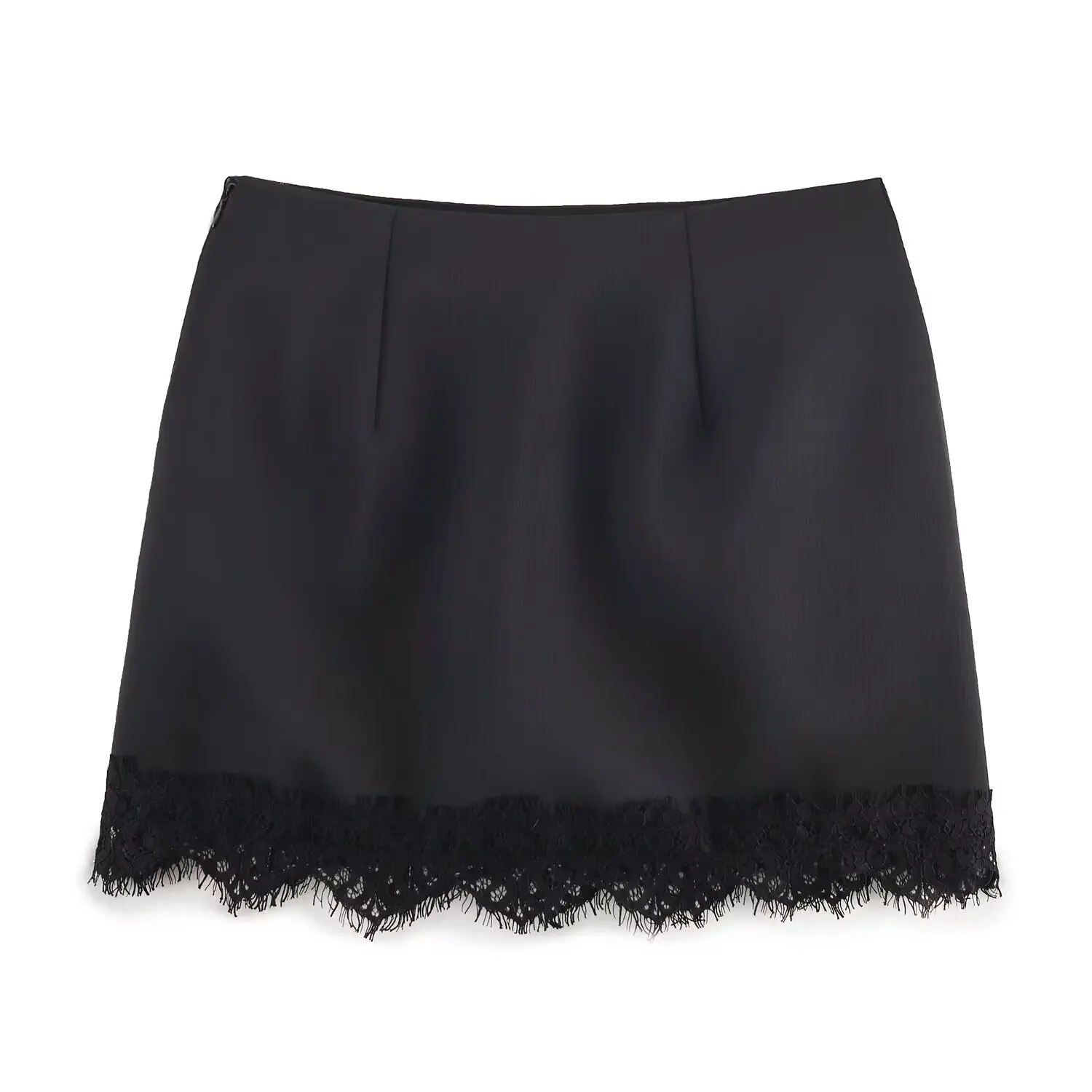 Woman Spring Summer New Culottes Female Fashion Ol Hem Lace Trim Solid Mini Skirt Culottes Lady Casual Party Commuting Pantskirt