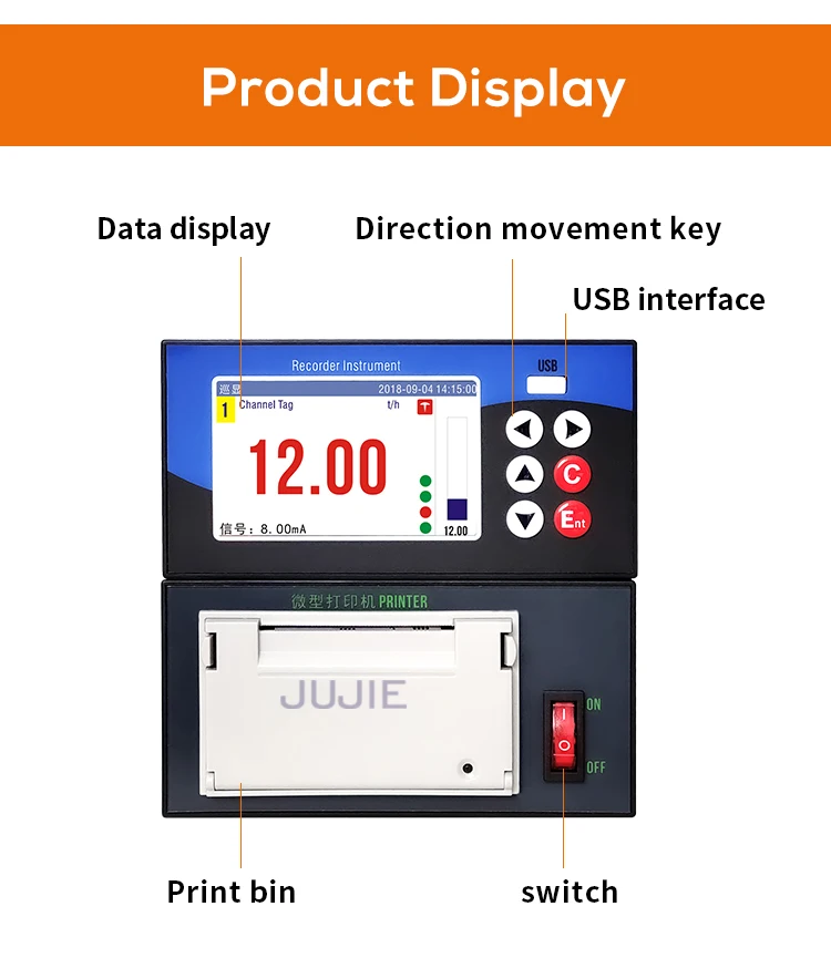 RS485 Paper Data Logger with Data Printing Function Temperature Pressure Humidit