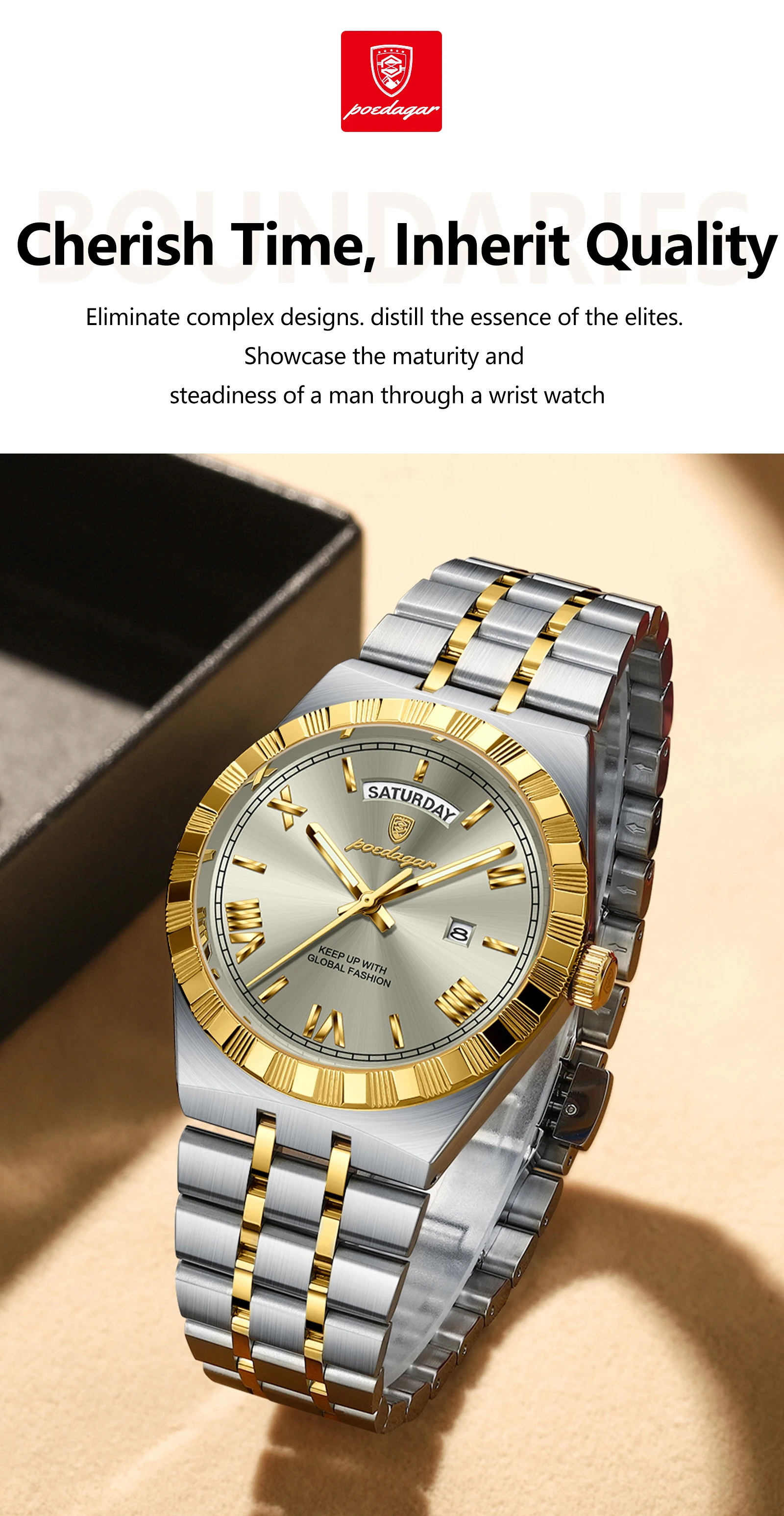 Luxury Mens Quartz Watch - Waterproof Luminous Stainless Steel Business Wristwatch