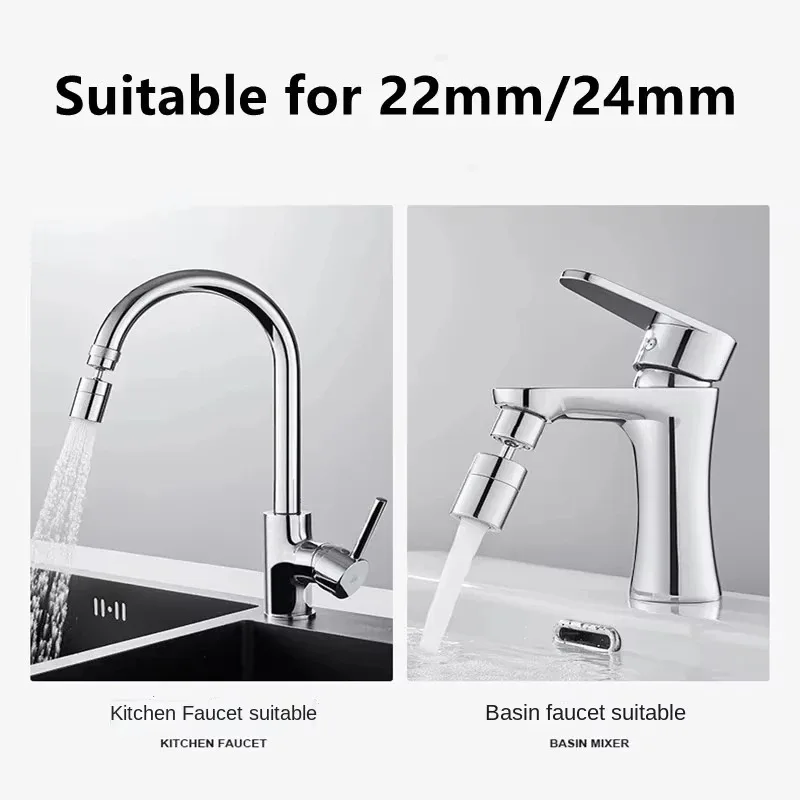 720° Rotating Faucet Extender - Universal Water-Saving Aerator Adapter with Splash-Proof Design for Kitchen/Basin, ABS Plastic
