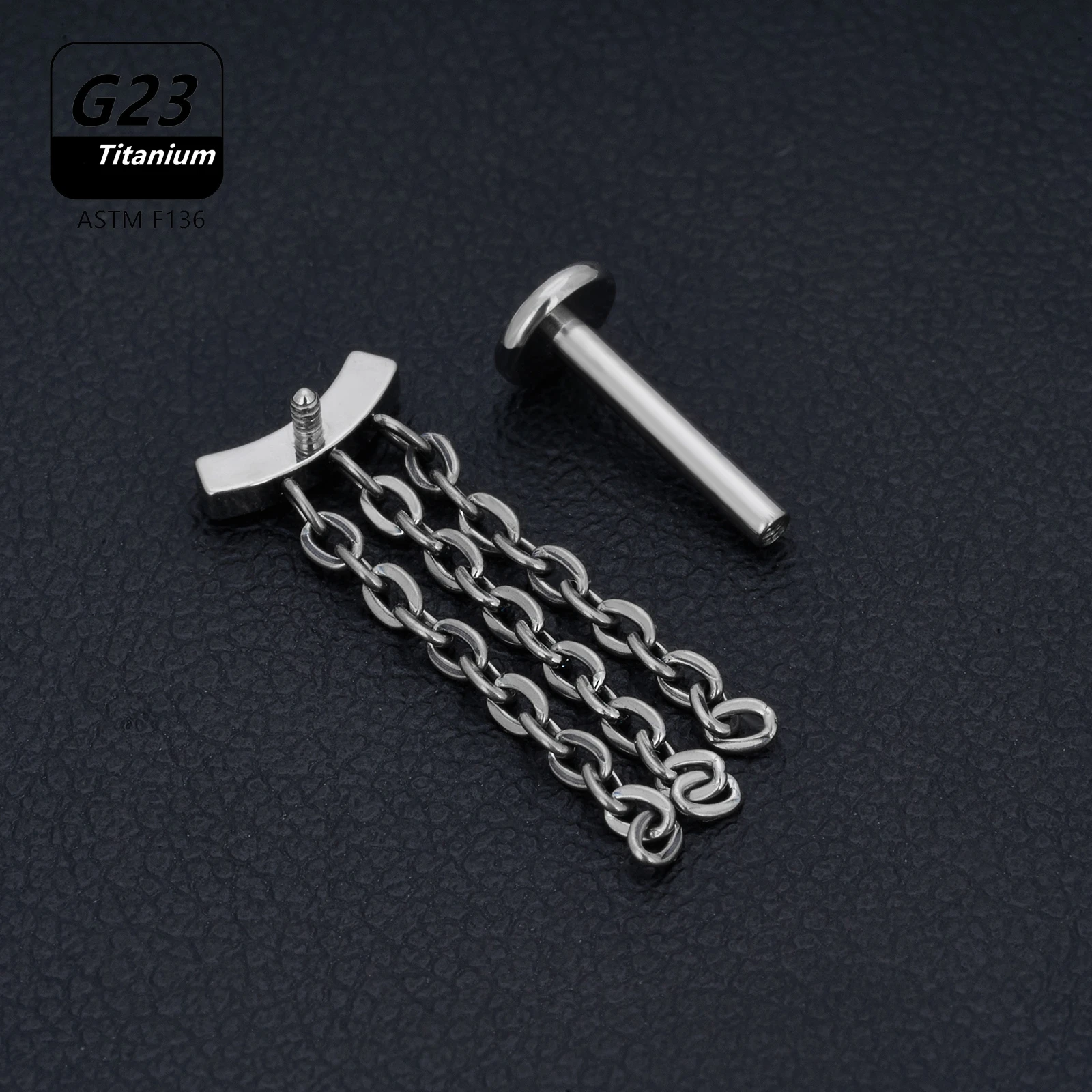 10Pcs ASTM F136 Titanium Piercing Tassel Lip Ring Labret Internally Threaded Earring Helix Cartilage Tragus Chain Earrings