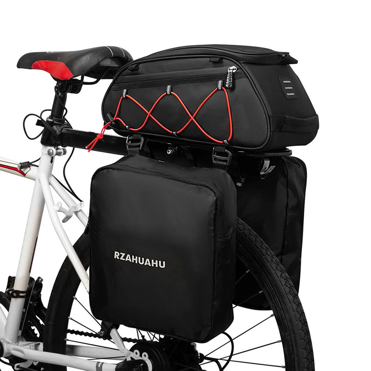 

Bicycle Tail Bag Cycling Rack Trunk Bag 3-in-1 Travel Waterproof Rear Seat Bag with 2 Side Hanging Bags Insulation Cargo Bag