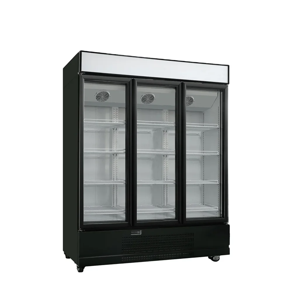 Tripple Door Energy Cold Drink Upright Display Cooler Slim Cool Supermarket Meat Showcase Refrigerator
