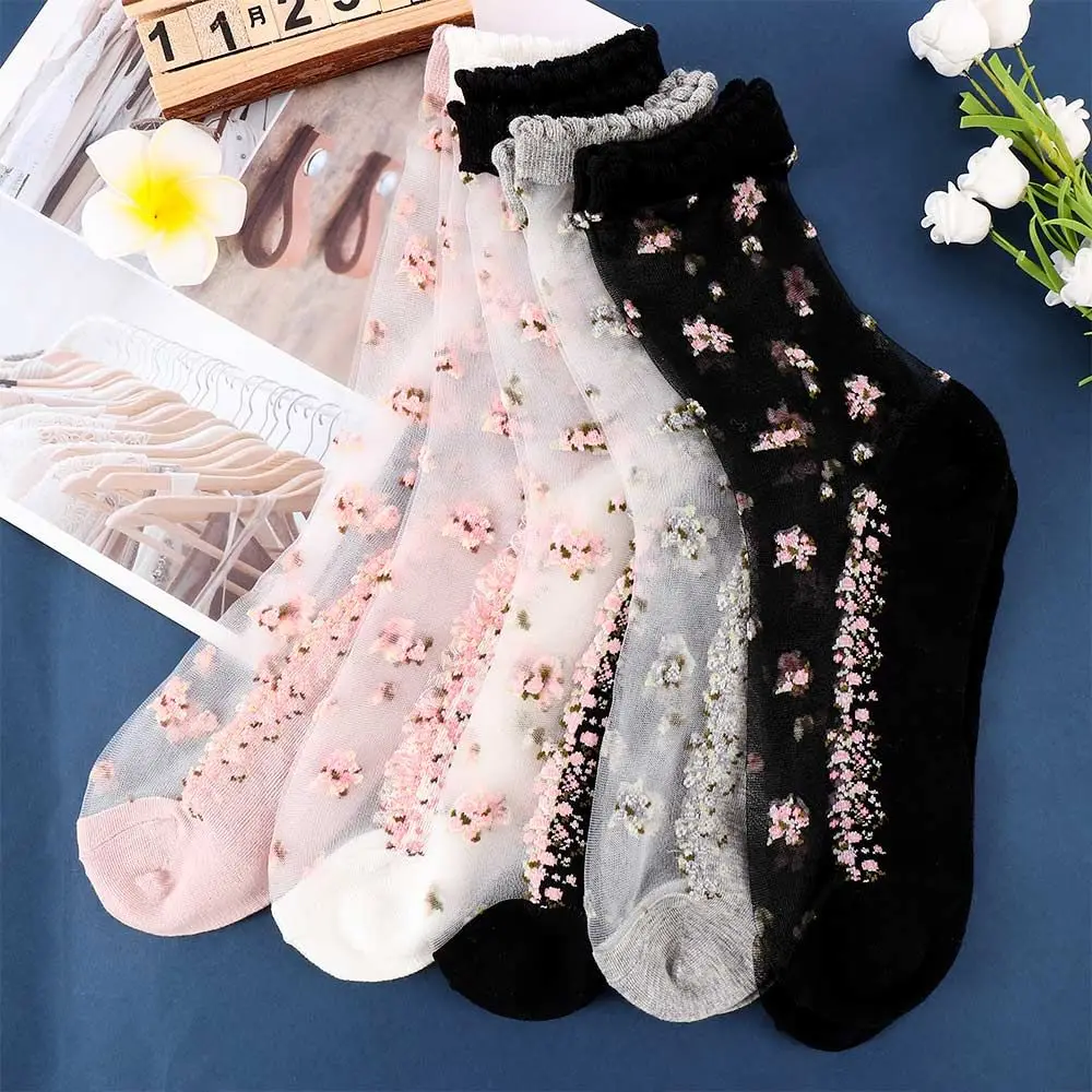 

Transparent Leisure Boat Socks Jacquard Thin Glass Silk Socks Crystal Sock Short Sock Ankle Socks