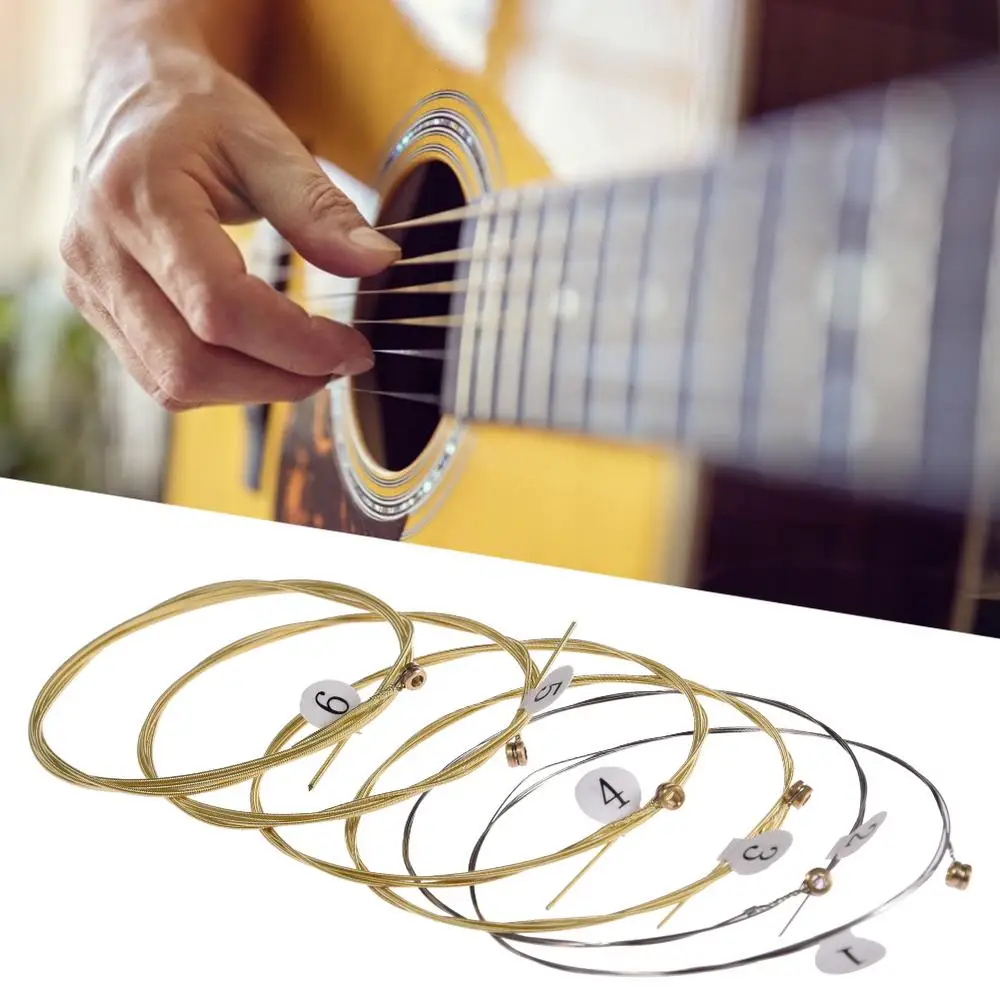 Description Picture 5 of item6pcs/set Universal Acoustic Guitar String Brass Hexagonal Steel Core Strings For Musical Instruments Guitars Strings Guitar Part