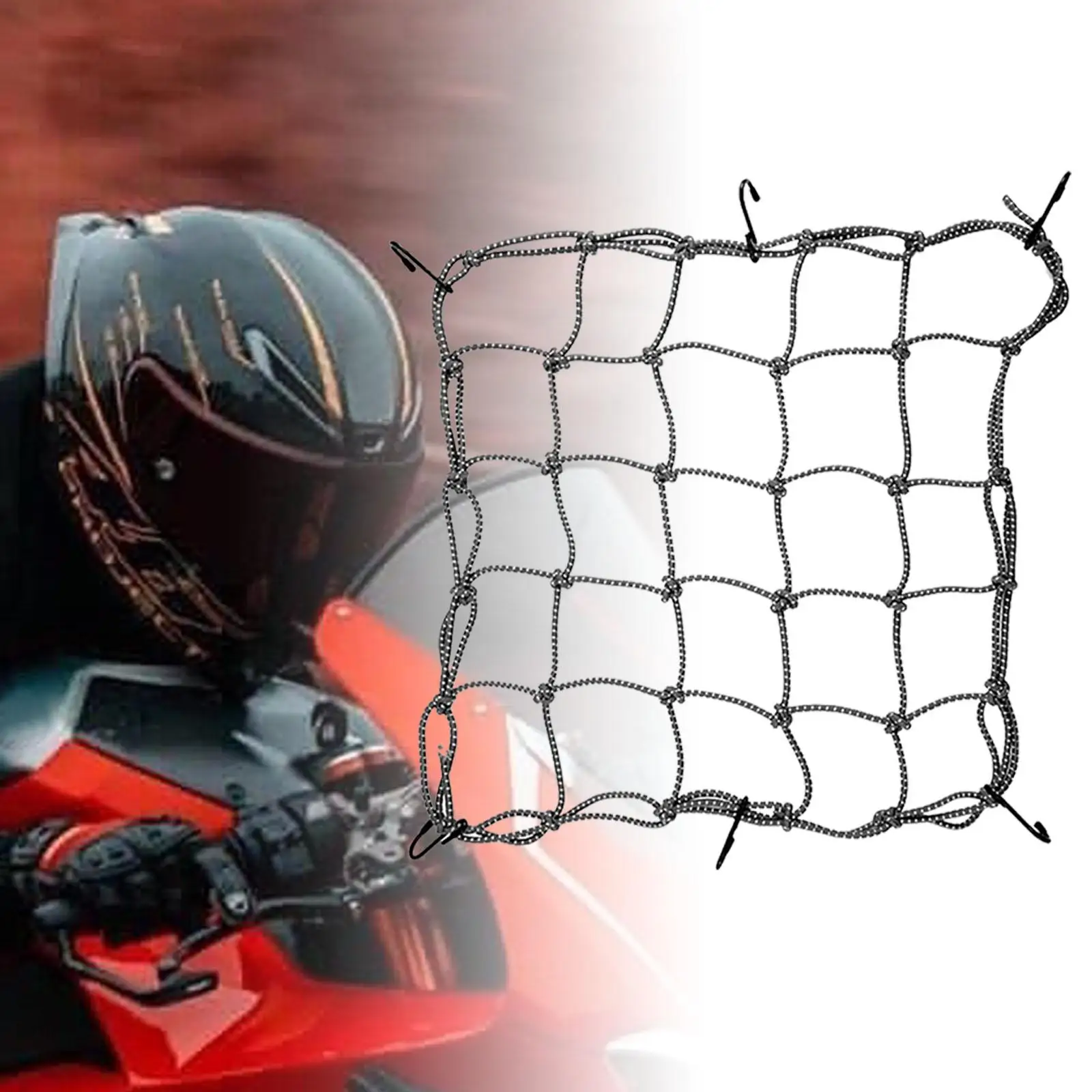

Motorcycle Cargo Net Heavy Duty Bungee Net Ride Gear Adjustable Expansion Gear Helmet Luggage Netting for Bike Motorbike