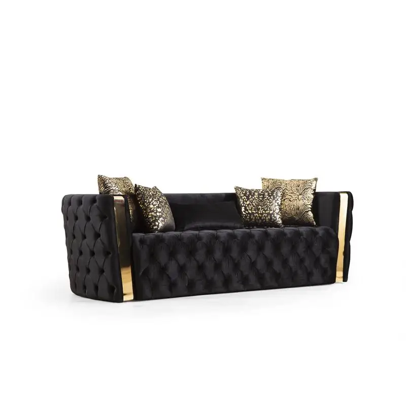 Black Velvet Sofa Set 5
