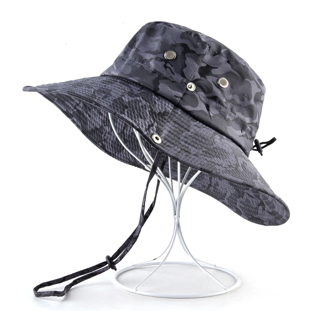 Men's Summer Bucket Cap Breathable Wide Brim Sun Hat Outdoor