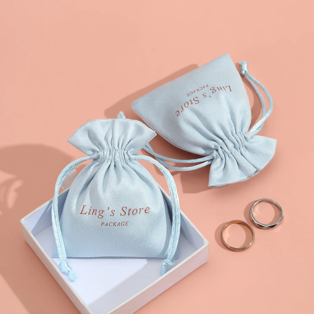 

100pcs Flannel Drawstring Gift Mini Bags Bulk Business Custom Logo Velvet Jewelry Organizer Pouch Wedding Favor Candy Goodie Bag