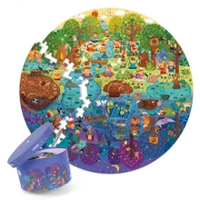 

150PCS Puzzles Toys Educational Hand-Painted 3-6Y Jigsaw Board Style Round Shape Box Set for Kids Gifts
