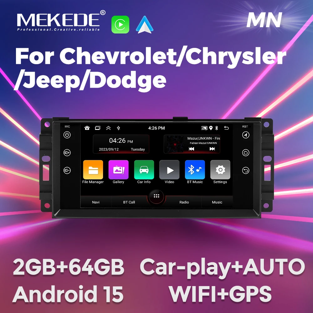 MEKEDE sistema inteligente de coche para Dodge Ram Challenger Jeep GRAND CHEROKEE Wrangler 2005-2011 Carplay WIFI pantalla de coche estéreo 2Din IPS 1