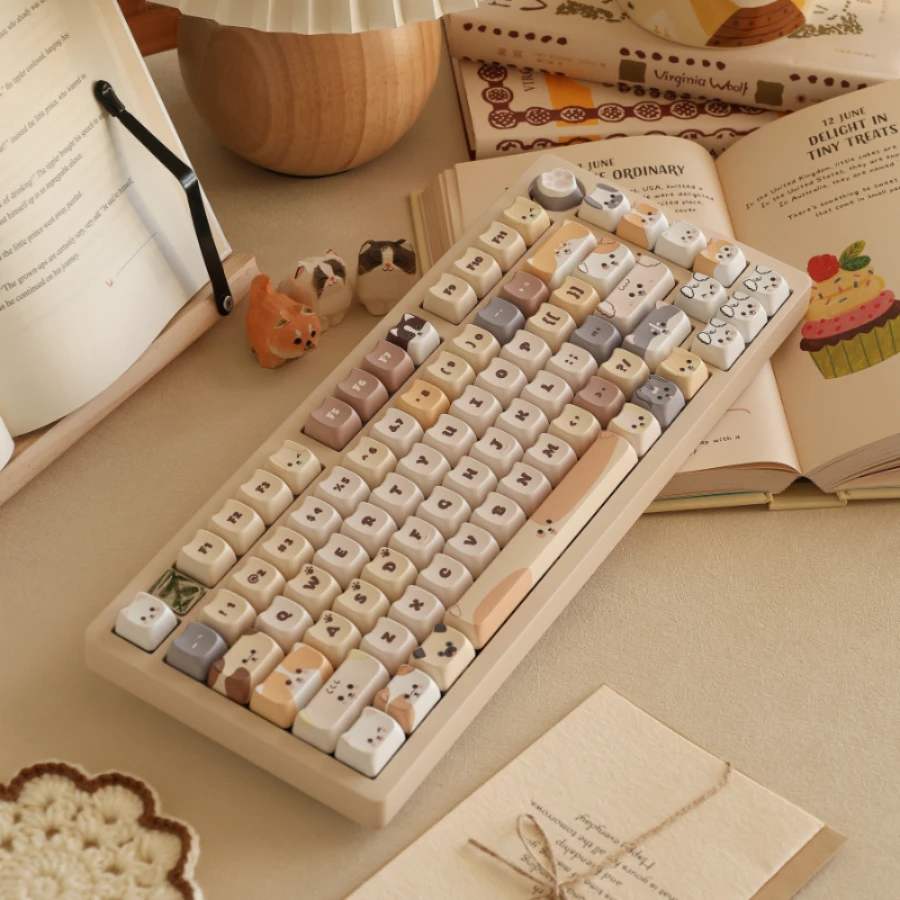 Echome Puppy Land Tema Keycap Grupo Pbt Custom Cute Cat Head Keyboard Cap Mao Perfil Key Cap para Acessórios de Teclado Mecânico